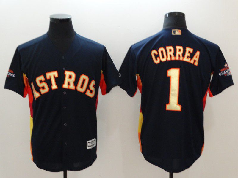 Men Houston Astros #1 Correa Blue Game Champion Edition MLB Jerseys->women mlb jersey->Women Jersey